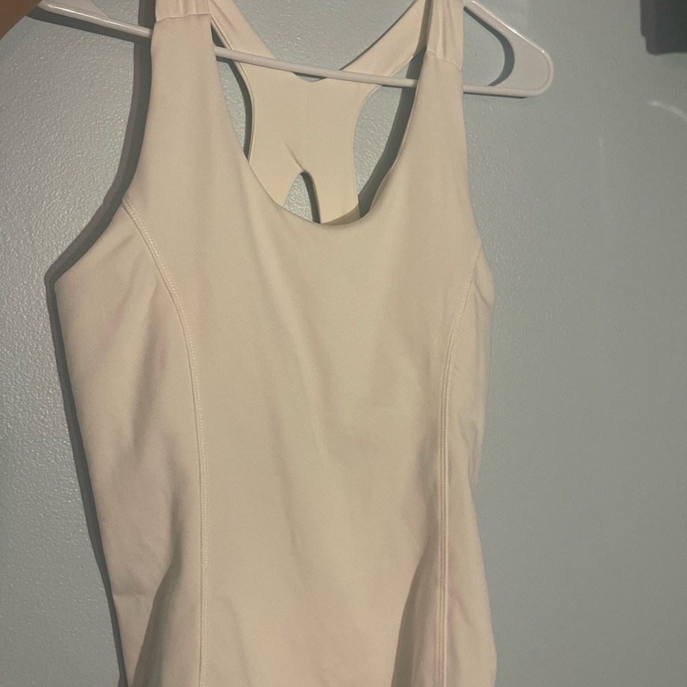 Eddie Bauer Women's Athletic Racerback Tank With Shelf Bra Beige Size LG